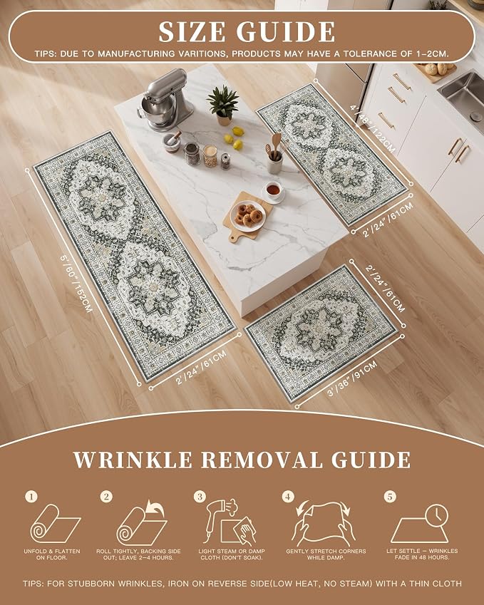 Madane 2-Piece Area Rugs Set, Small Kitchen Runner Non-Slip, Low Pile Floor - Image 5