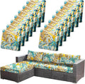 CALBODE 14pcs Outdoor Tropical Plant Printed Sofa Seat Cushion Covers Strechable by CALBODE