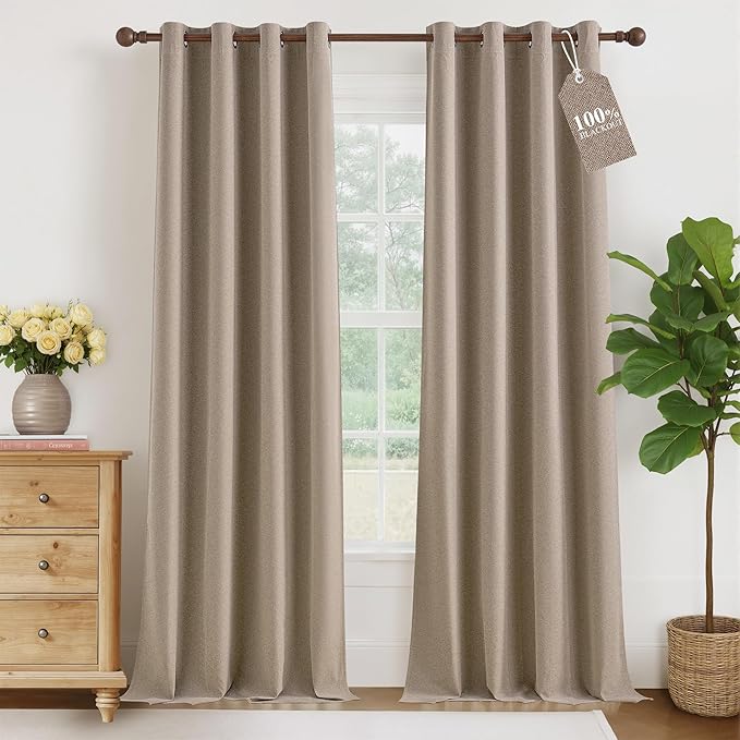 NICETOWN Vintage Faux Linen Weave Flax Thermal Curtains by NICETOWN