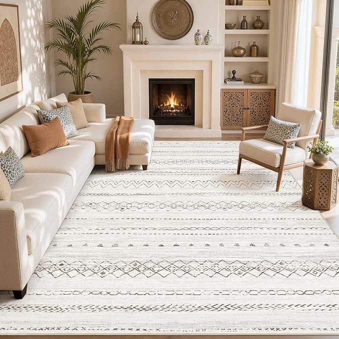 cotiled Boho 8x10 Area Rugs for Living Room: Large Moroccan Washable Rug | - Image 8
