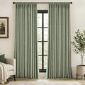 MIULEE Sage Green Pinch Pleated 100% Blackout Linen Curtains 40x108 Inches | by MIULEE