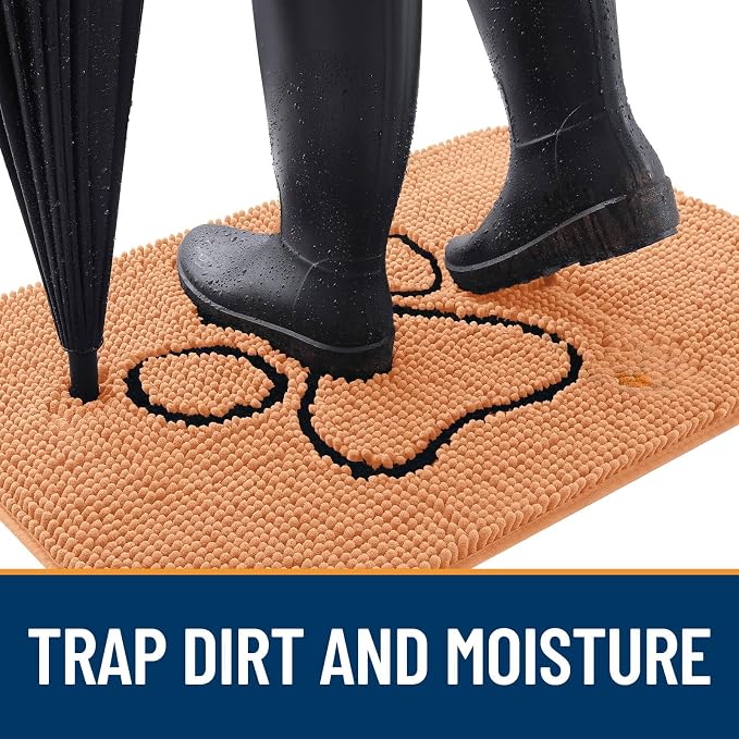 OLANLY Dog Door Mat for Muddy Paws 48x30, Paw Print Design Chenille Mud Mat | - Image 2