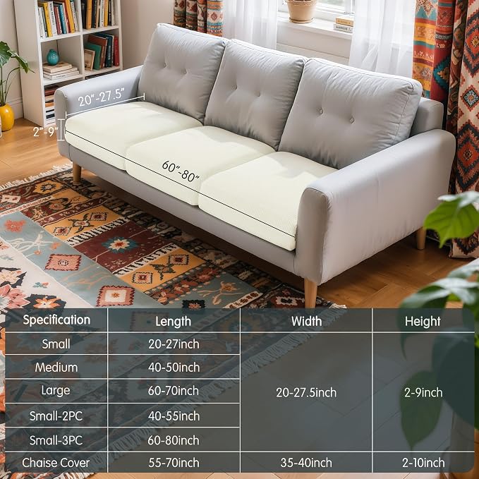 Hokway Stretch Couch Cushion Covers, 3 Piece Individual Sofa Cushion - Image 3