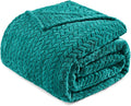 Exclusivo Mezcla Fleece King Size Blanket for Bed, 90x104 Inches Soft Cozy Jacquard Flannel Blankets, Lightweight Fuzzy Plush Warm for Winter, Teal