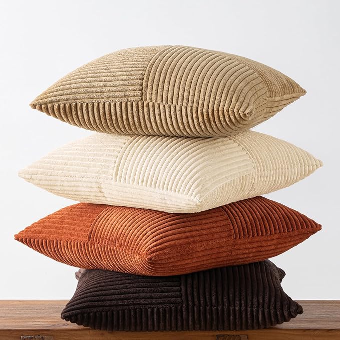MIULEE Brown Beige Throw Pillow Covers 20x20 Inch Set of 4 Boho Farmhouse - Image 8