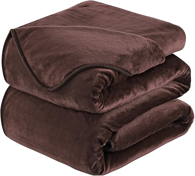 HOZY Soft Blanket King Size Fleece Warm Fuzzy Throw Blankets for The Bed Sofa Lightweight 350GSM Chocolate 90"*108"