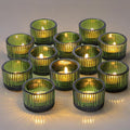 Green Tealight Candle Holder Set of 12, Small Votive Candle Holders for Table Centerpiece,Glass Tea Light Candles Holder for Party&Home,Wedding Decor(2''Dia*1.4''H)