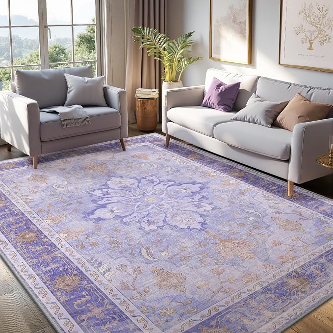 RELEANY Washable Area Rug, Water Repellent, Pet Friendly, Vintage Floral Boho - Image 3