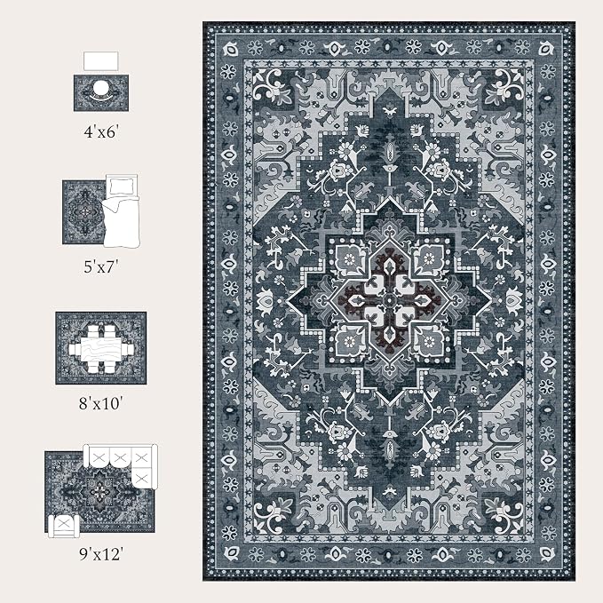 Rugflix 3x5 Entrance Rugs, Washable Dark Navy Blue Entry Small Rug | Machine - Image 8