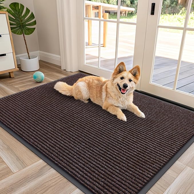 OLANLY Front Door Mat 47x34, Waterproof Heavy-Duty Indoor Outdoor Doormat | Tan by OLANLY