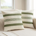 MIULEE Set of 2 Moss Green Boho Decorative Pillow Covers 18x18 Inch | Farmhouse by MIULEE