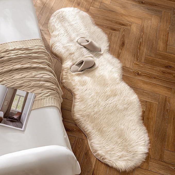 MIULEE Fluffy Area Rug 2x6 ft Faux Fur Sheepskin Rug - Image 3