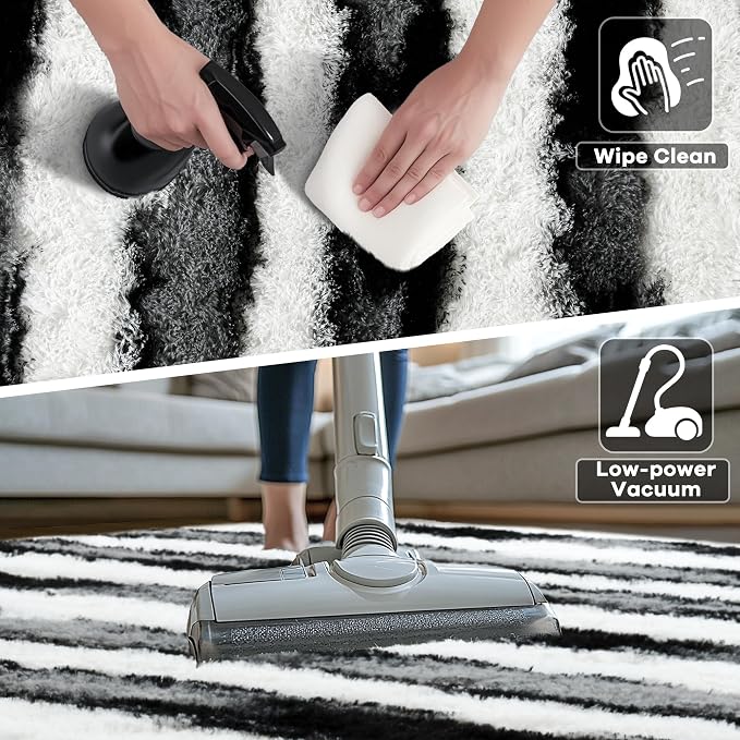 6x9 Large Black and White Fluffy Area Rug Non-Slip - Image 5