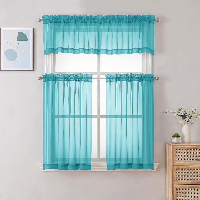 Chyhomenyc Sheer Valances for Windows 2 Pack, Small Window Curtains for Living - Image 2