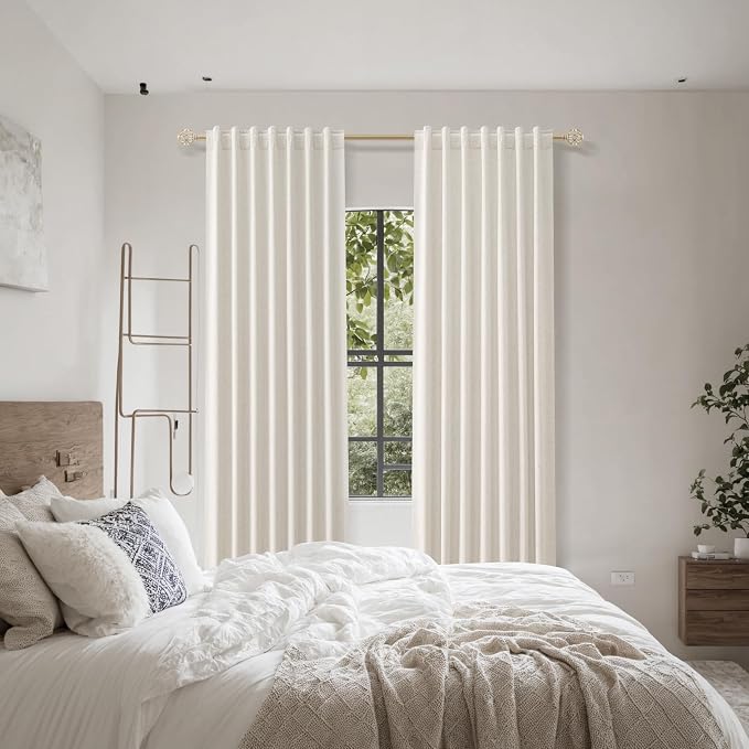 100% Blackout Linen Curtains for Bedroom 96 inches Long, Thermal Insulated Room - Image 9