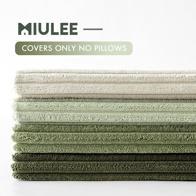 MIULEE Soft Corduroy Decorative Throw Pillow Covers Light Green 18x18 | Set of 4 - Image 3