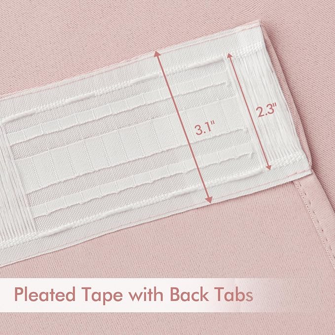 MIULEE Light Pink Back Tab Blackout Curtains 52x72 Inches Long 2 Panels Set | - Image 4