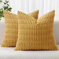 MIULEE Corduroy Decorative Throw Pillow Covers 20x20 Yellow Pack of 2 | Soft by MIULEE