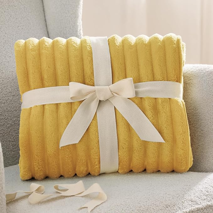 Bedsure Soft Twin Blanket for Bed Decor Gifts Yellow 60"x80" | Birthday Gifts - Image 9