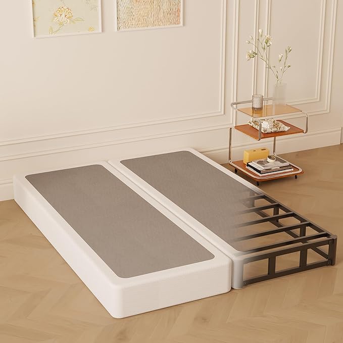 Split Full Box Spring 5 Inch, Easy Assembly Bed Foundation, Heavy Duty Low Profile Metal Box Spring for Full Bed with Fabric Cover, Noise Free