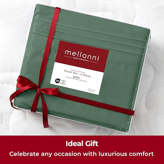 Mellanni Extra Deep Full Sheets - 4 PC Iconic Collection Bedding - Hotel Luxury, Ultra Soft, Cooling Bed Sheets - Wrinkle, Fade, Stain Resistant (Full, Emerald Green)