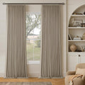 Greige Flax Linen Pinch Pleated Blackout Curtains 86 Inches Long | 100% Black by Twodrapes