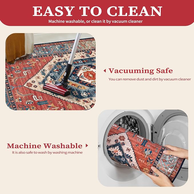 SERISSA 7x9 Washable Non Slip Boho Area Rug - Image 4