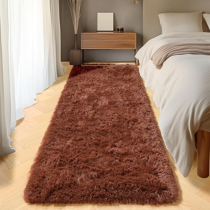 Brown Runner Rugs for Bedroom Living Room, Fluffy 2x6 Hallway Soft Area Rug | - Image 8