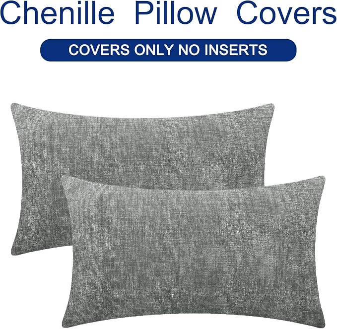CaliTime Decorative Couch Throw Pillow Covers 20 X 12 Inches Medium Grey | Pack - Image 6