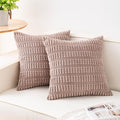 Pack of 2 Corduroy Decorative Throw Pillow Covers 24x24 Inch, Light Brown | by Unknown