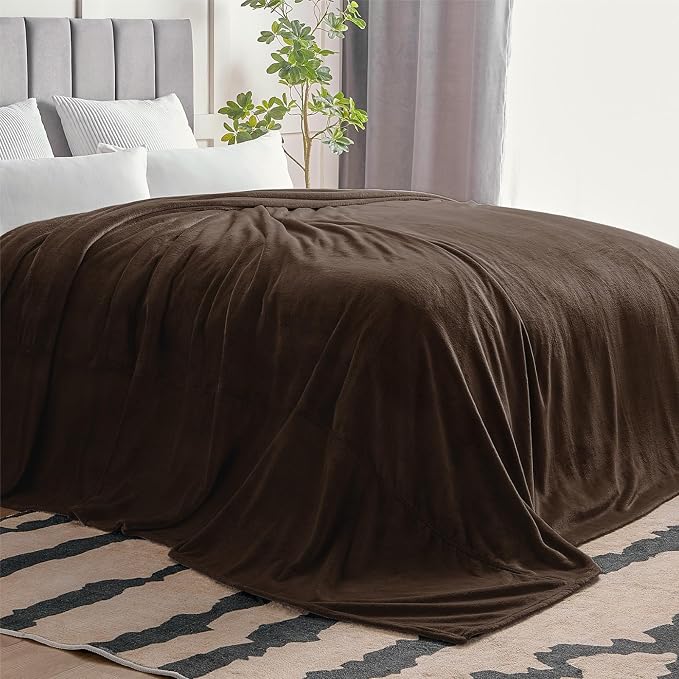 BEDELITE Fleece Blanket Soft Plush Oversized Bed Blanket Brown 120"x120" | - Image 7