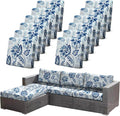CALBODE 12pcs Floral Printed Stretchy Sofa Cushion Covers by CALBODE