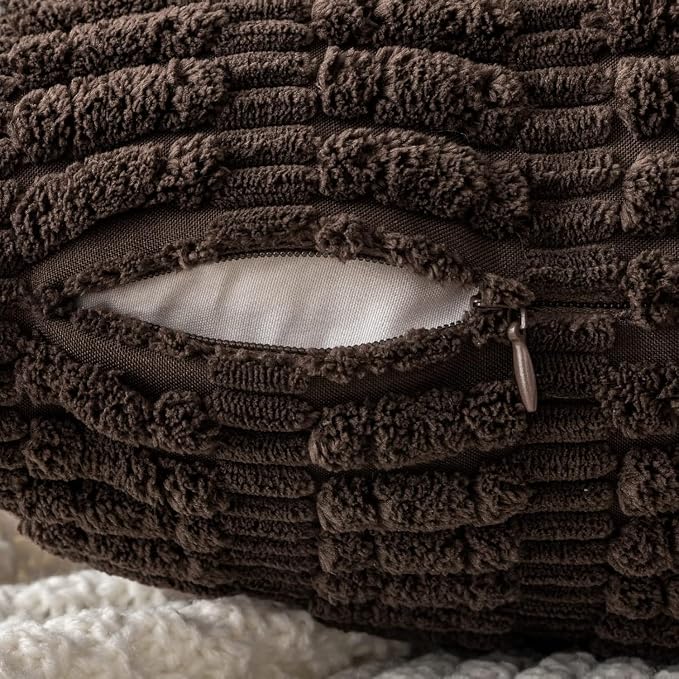 MIULEE Corduroy Decorative Throw Pillow Covers 18x18 Dark Brown Pack of 2 | - Image 7