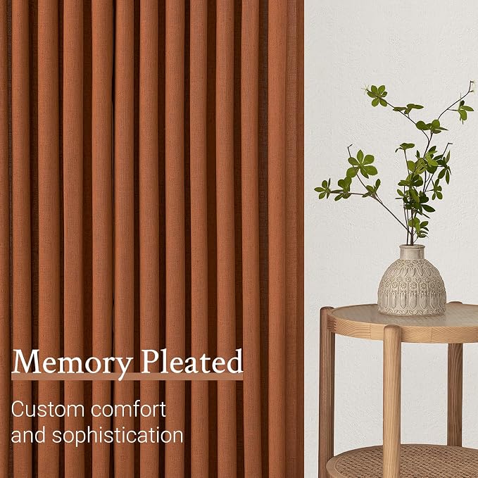 Topfinel Pinch Pleated Curtains 90 Inches Long 2 Panels Set, Rust Colored Semi - Image 4