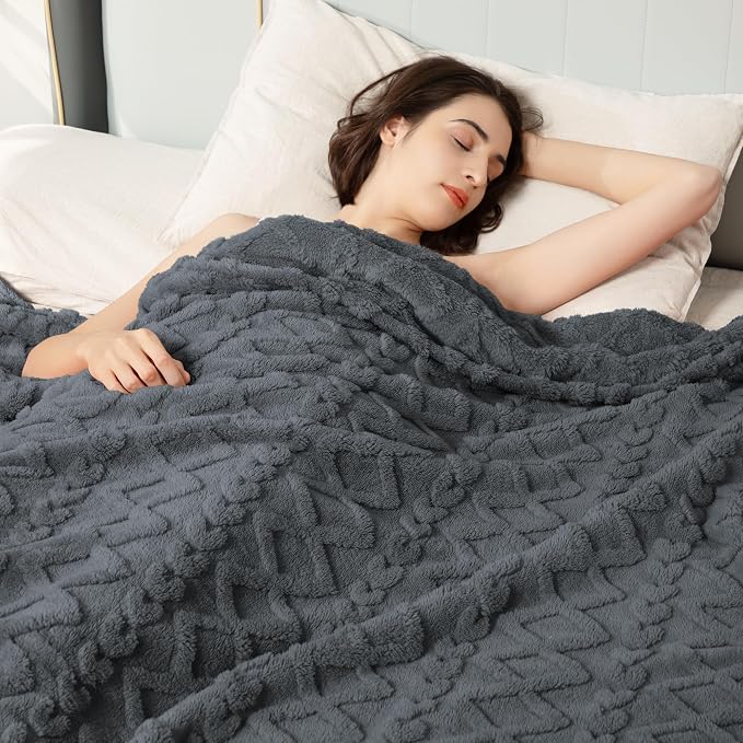 Aganear Fleece Throw Blanket for Bed Couch 90"x90" Grey | Lightweight Fuzzy - Image 2