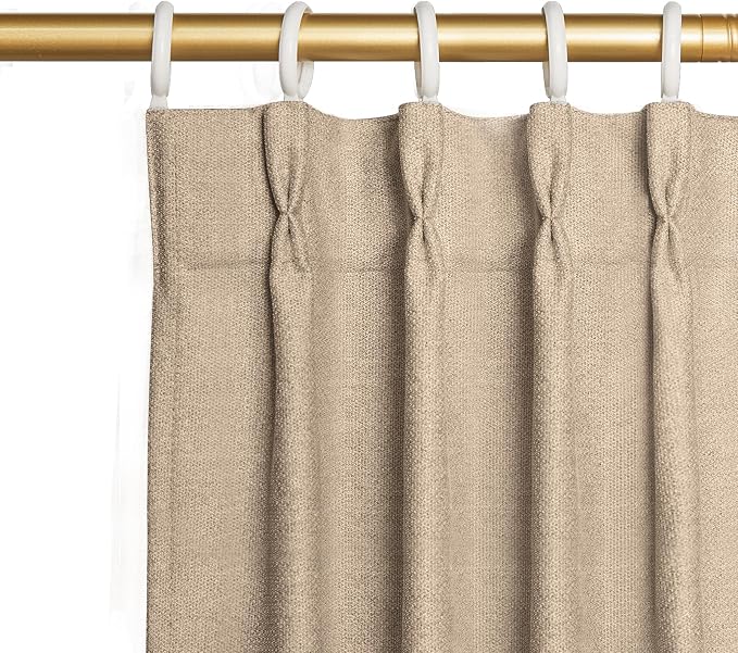 Joydeco Thick Linen Pinch Pleated Curtains 90 Inch Long 2 Panel Set by JOYDECO