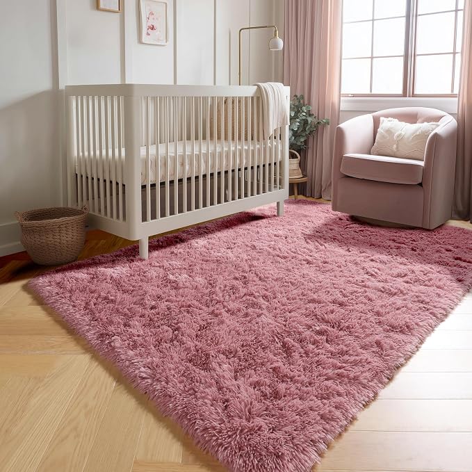 Blush Area Rugs for Bedroom Living Room, Fluffy Fuzzy Shag Shaggy 4x6 Bedside - Image 8
