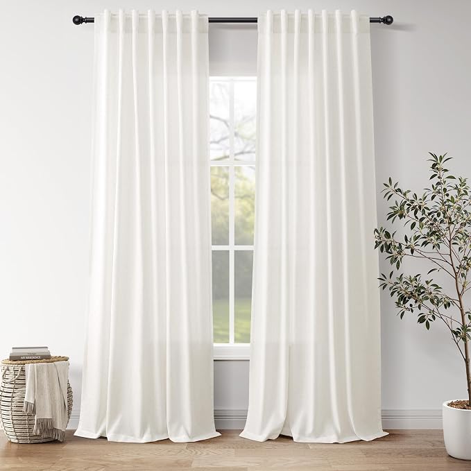 Neutral Linen Curtains 120 Inches Long by Nanspring