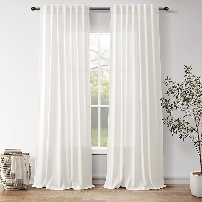 Neutral Linen Curtains 90 Inches Long by Nanspring