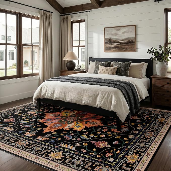 RELEANY Washable Area Rug, Water Repellent, Pet Friendly, Vintage Floral Boho - Image 2