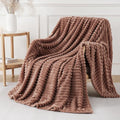 Chocolate Throw Blanket for Couch Sofa 60x80 inches Striped Design | Fleece by Unknown
