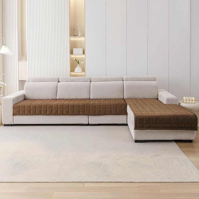 Velvet Couch Covers for Sectional Sofa Washable, Non-Slip L Shaped Sectional - Image 4