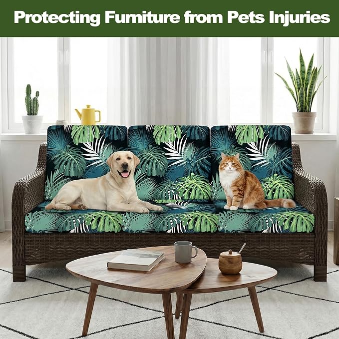 CALBODE 8 Pcs Stretch Outdoor Seat Cushion Covers, Indoor/Outdoor Couch Cover - Image 6