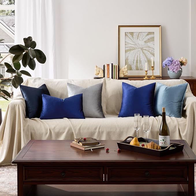 GIGIZAZA Royal Blue Velvet Throw Pillow Covers 16x16 Pack of 2 | Decorative - Image 7