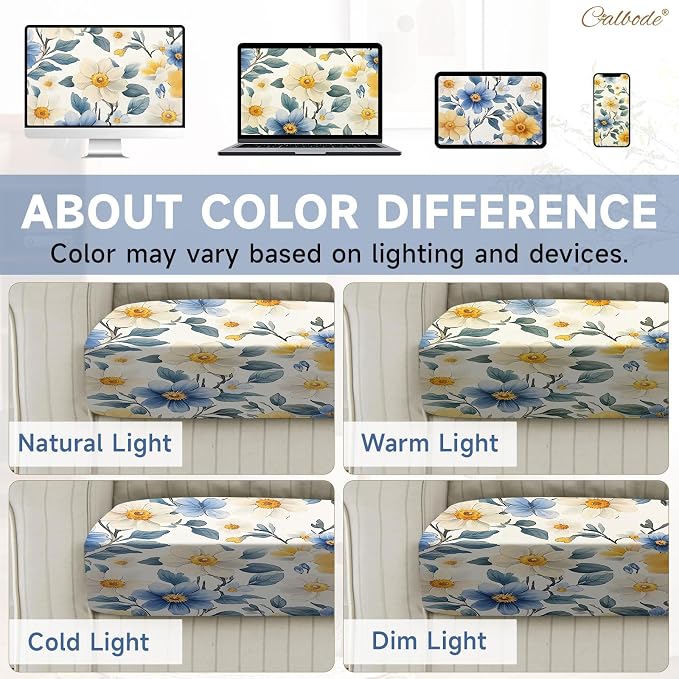 CALBODE 8 Pcs Stretch Outdoor Seat Cushion Covers, Spring Bloom | Washable - Image 7