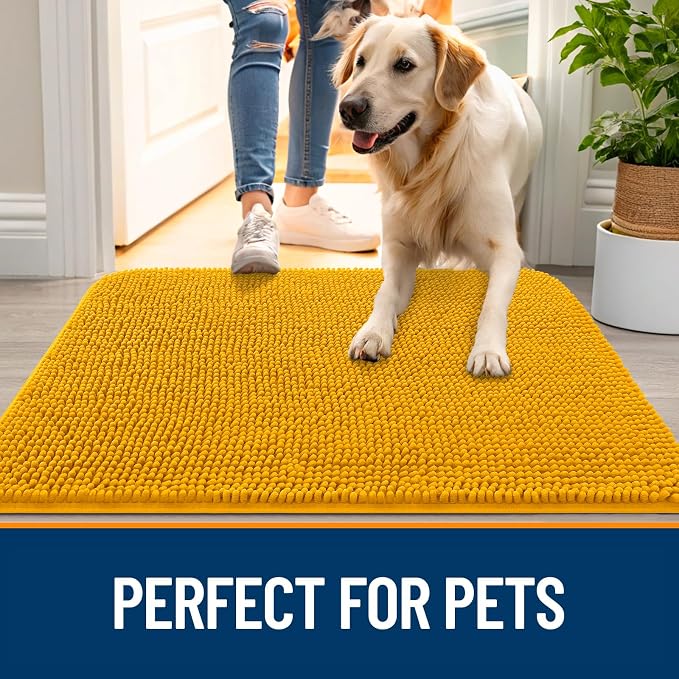 OLANLY Dog Door Mat for Muddy Paws 54x32, Super Absorbent Chenille Mud Mat | - Image 6