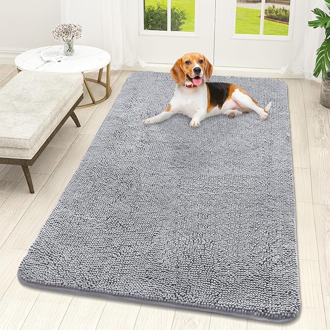 OLANLY Dog Door Mat for Muddy Paws 59x32, Super Absorbent Chenille Mud Mat | by OLANLY