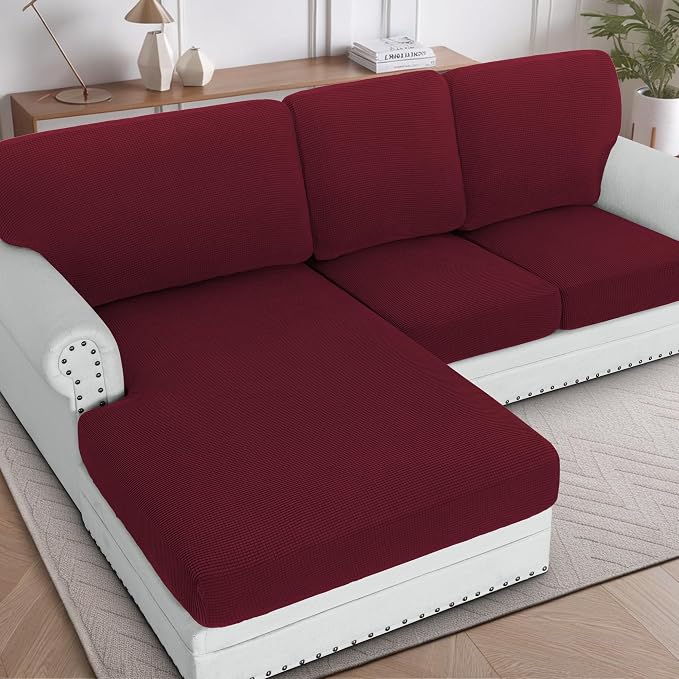 H.VERSAILTEX Sectional Couch Covers 3 Pieces Sofa Seat Cushion Covers L Shape by HVERSAILTEX