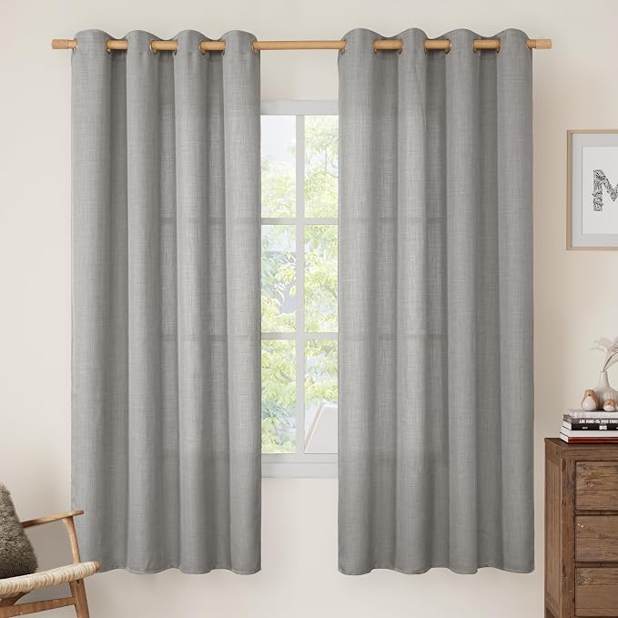 72 inch Length Linen Curtains for Living Room 2 Panels, Soft Privacy Drapes by LAMIT