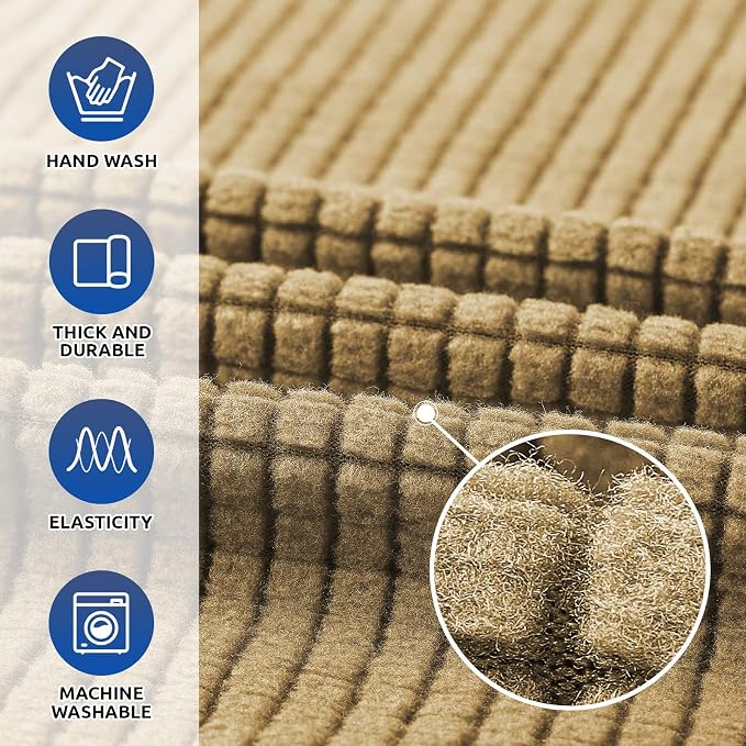 Stretch Chair Sofa Slipcover, Single Couch Cover, Tan | 1-Piece Washable Sofa - Image 3